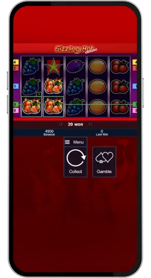 Sizzling Hot Deluxe showing a successful Gamble round result with the doubled win amount displayed on screen